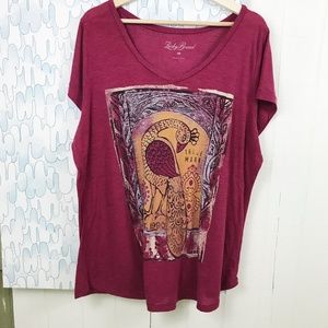 Lucky Brand Heritage V-Neck Peacock Graphic-Tee